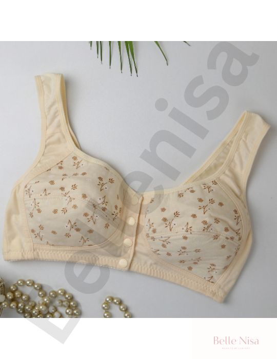BelleNisa Floral Front-Closure Bra – Comfortable Everyday Cotton Braa